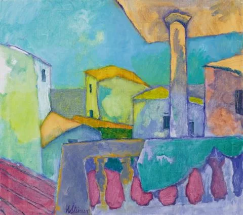 Heinrich Steiner — Terrasse mit großer Säule
