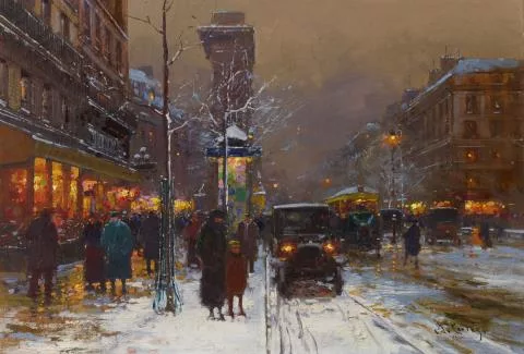 Édouard Cortès — Boulevard Bonne Nouvelle, soir de neige
