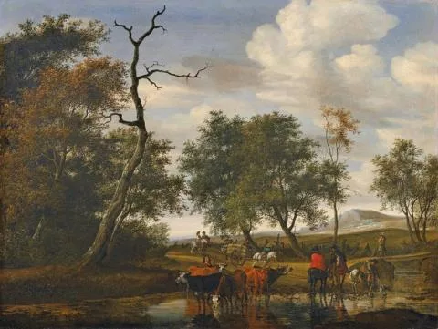 Salomon van Ruysdael — Kühe an der Tränke (Raubzug)