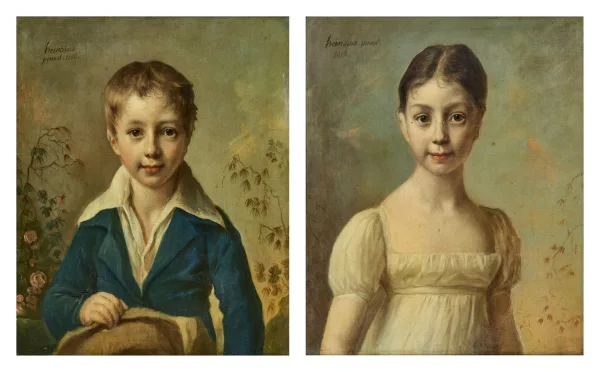 Johann Julius Heinsius — Portrait d'Angélique Adelaïde Désirée et de Ange-Louis Pean de St Gilles