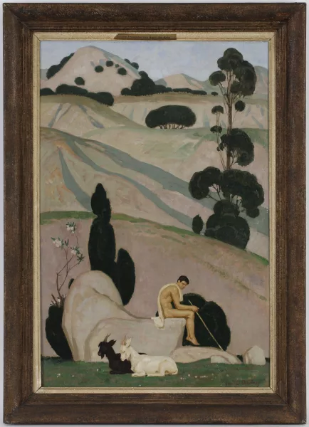 Émile Aubry — Paysage arcadien avec berger et ses chèvres