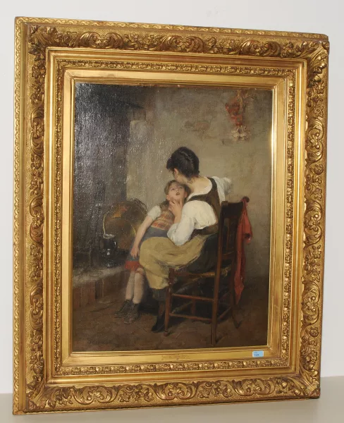 Paul Seignac — Mutter und Kind in der Küche