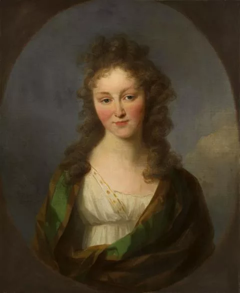 Johann Friedrich August Tischbein — Portrait der Caroline Schelling im gemalten Oval