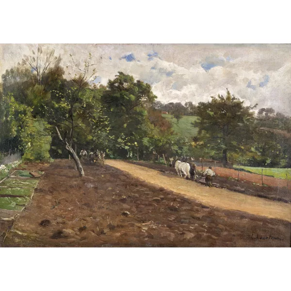 Hector Hanoteau — Pflügende Bauern.