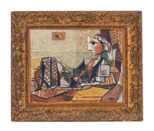 Roger Bissière — Femme au canapé,