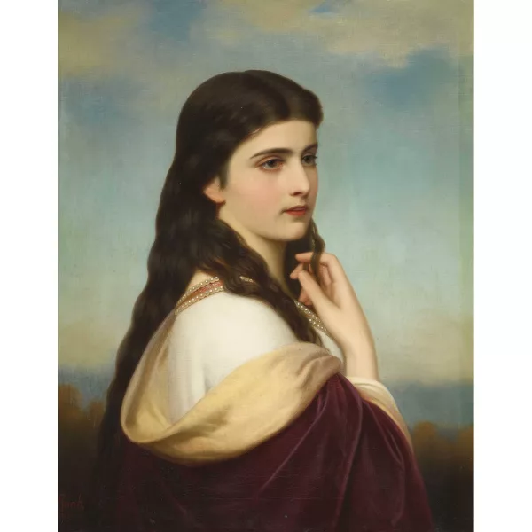 Georg Martin Ignaz Raab — Bildnis einer jungen Frau mit Perlencollier.