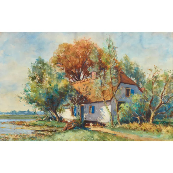 Adriaan Keus — Farmhouse by the shore