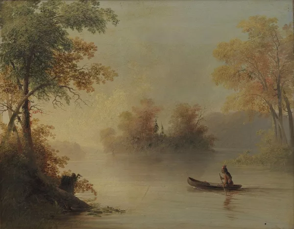 Thomas Doughty — Attribué à Thomas Doughty — Indien dans un canoé dans un paysage