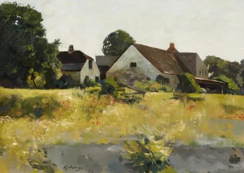Constantin Gerhardinger — Bauernhaus in Kallmünz Verso: Blattwerk mit Blüten