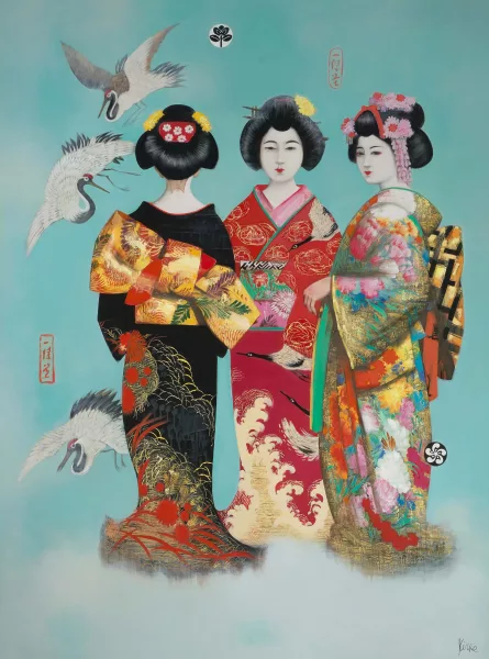 Frančeska Kirke — Drei Geishas (Kimono)