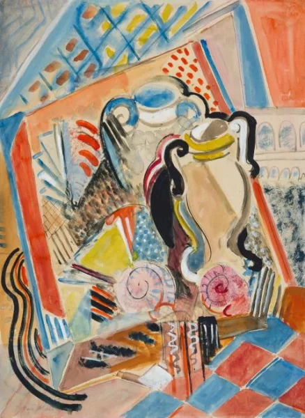 Oskar Moll — Komposition mit Krügen und Muscheln