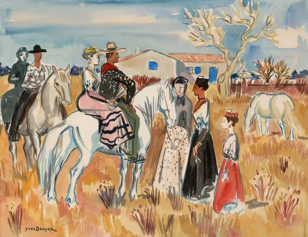 Yves Brayer — Arlésiennes et Gardians en Camargue