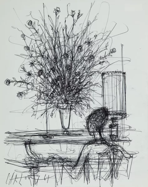 Jean Carzou — Jean Carzou (1907-2000), \\Femme au piano\\, encre