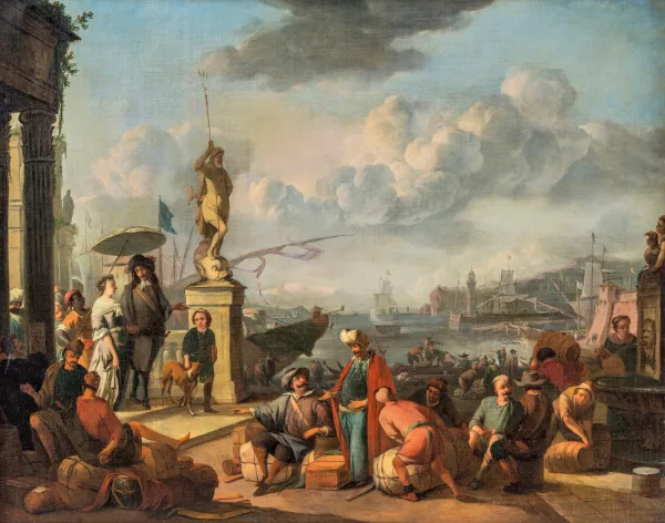 Johannes Lingelbach — Scène de port, Italie,