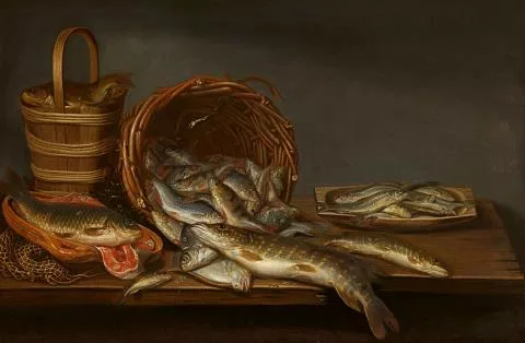 Pieter van Schaeyenborgh — Stillleben mit Süßwasserfischen / Stillleben mit Seefischen