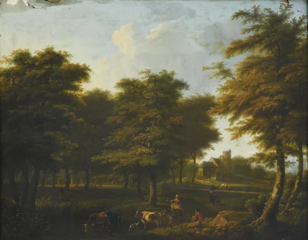 Lazare Bruandet — Paysage de forêt animé