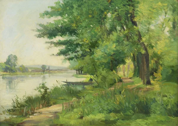 Charles Dratz-Barat — Barque en bord de rivière