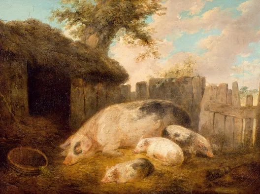 George Morland — Vor dem Schweinestall, 1793