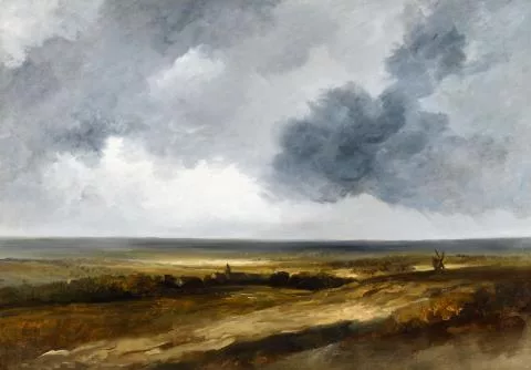 Georges Michel — Weite Landschaft mit Dorf und Windmühle