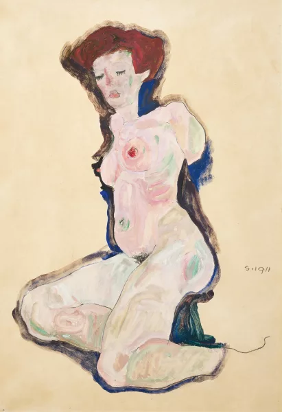 Egon Schiele — Sitzender weiblicher Akt, 1911