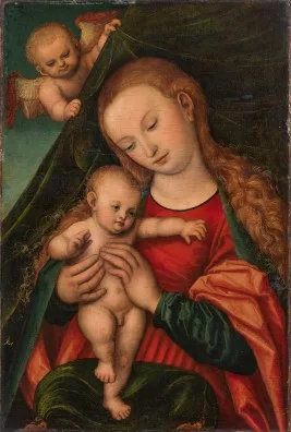 Lucas Cranach l'Ancien — Maria mit Kind und einem Engel, 1525–30