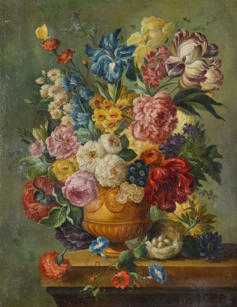 Gérard van Spaendonck — Suiveur de Gérard van Spaendonck — Bouquet de fleurs sur un entablement