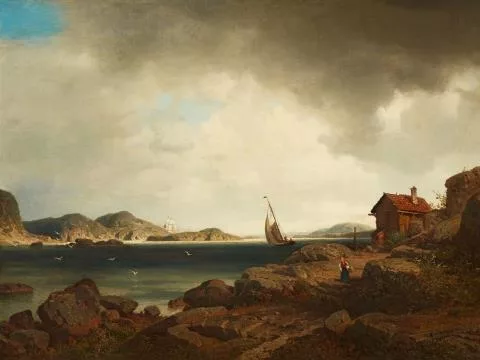 Axel Wilhelm Nordgren — Nordische Küstenlandschaft mit Segelschiffen