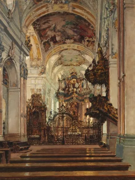 Heinrich Hermanns — Interieur der Klosterkirche von Amorbach