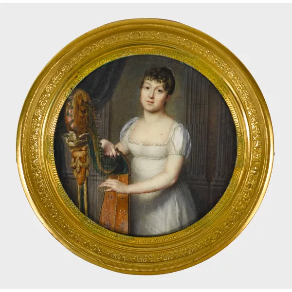 Jeanne Doucet de Surigny — Bildnis einer Harfenspielerin.