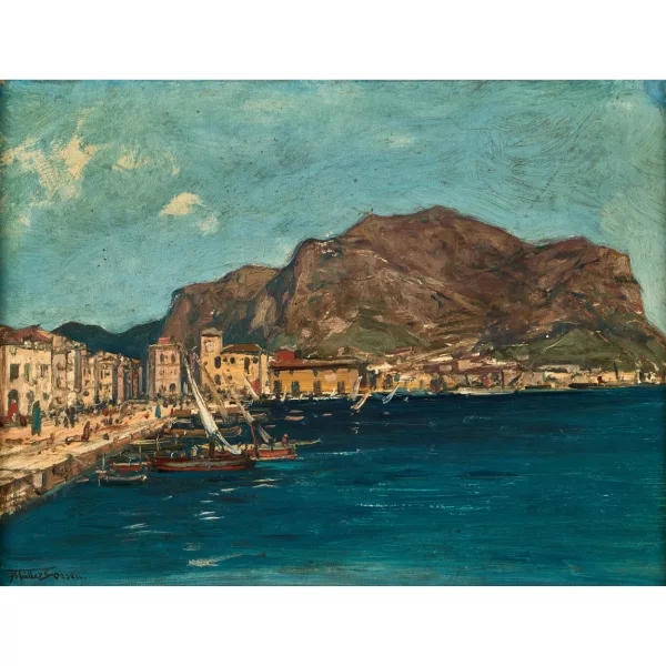 Franz Müller-Gossen — Scène portuaire à Palerme