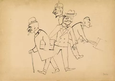 George Grosz — Strassenszene, Berlin. Verso: Biergartenszene
