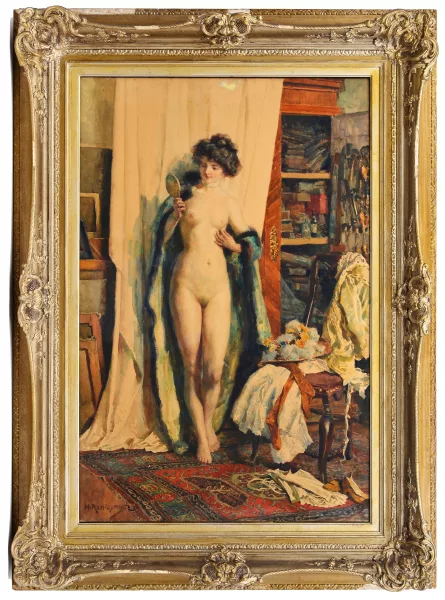 Heinrich Rettig — Modèle nu dans l'atelier,