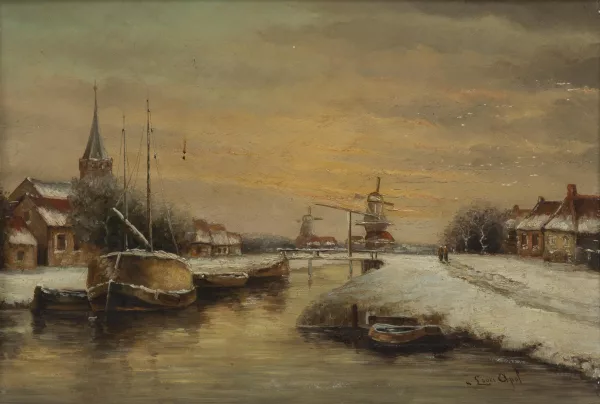 Louis Apol — D’après Louis APOL — Les moulins sous un paysage hivernal
