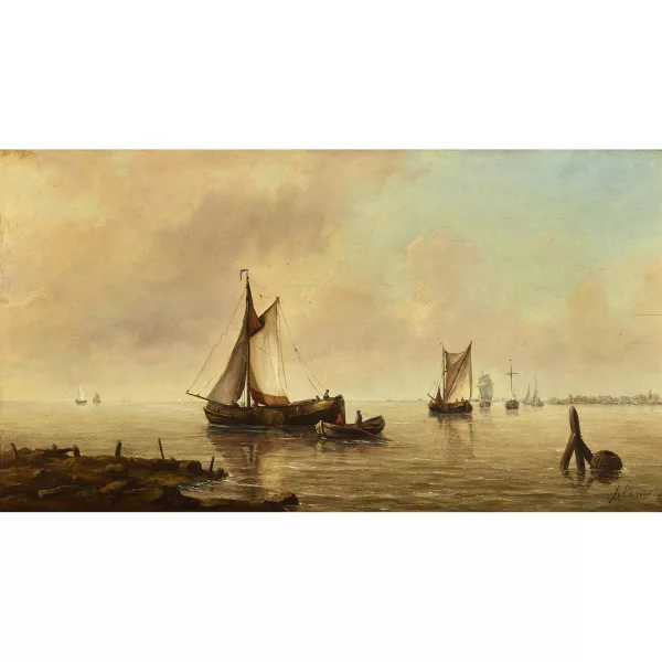 Ary Pleysier — Küstenpartie mit Fischerbooten.