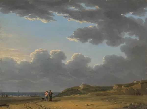 Andreas Schelfhout — Umkreis Nordfranzösische Küstenlandschaft mit Booten und Figurenstaffage