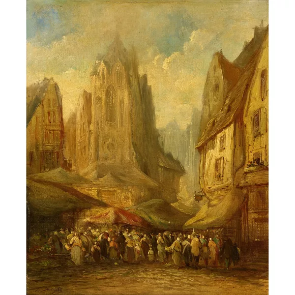 Léonard Saurfelt — Städtische Marktszene.