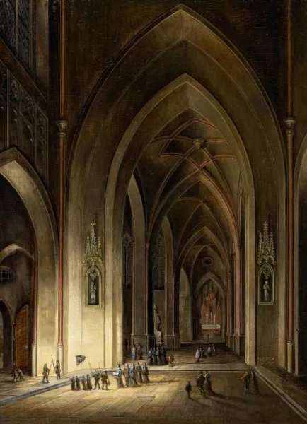 Johann Ludwig Ernst Morgenstern — Interieur einer gotischen Kirche bei Nacht