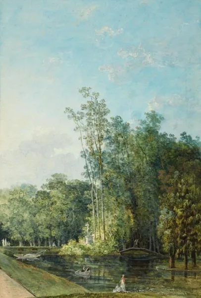 Louis Bélanger — Parklandsdchaft mit Teich und Brücke