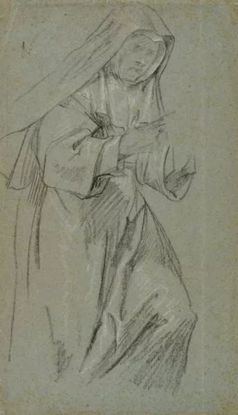 Lucas Franchoys the Younger — Attribué à LUCAS FRANCHOYS the Younger — Drapery study of a nun.