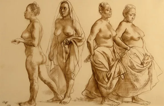 Francisco Zúñiga — Cuatro Mujeres Caminando, 1980