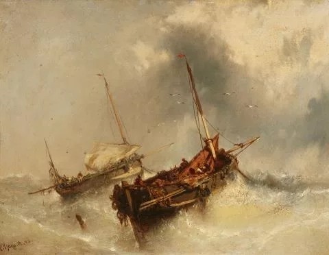 Charles Hoguet — Zwei Segelschiffe auf stürmischer See