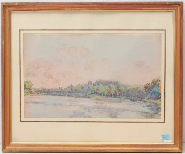 Jeanne Selmersheim-Desgrange — Flusslandschaft mit Stadt im Hintergrund