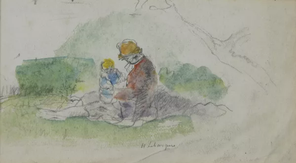 Henri Lebasque — Mère avec son bébé dans le paysage