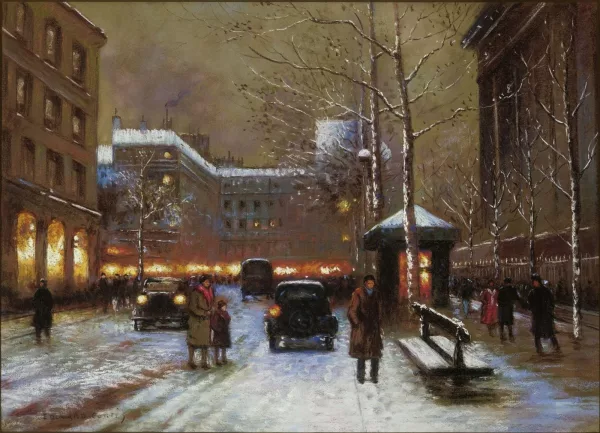 Édouard Cortès — La place de la Madeleine sous la neige
