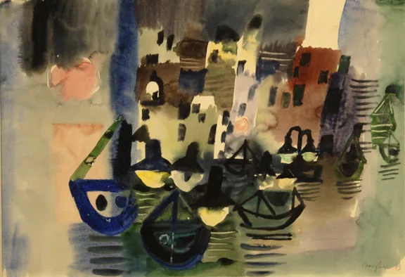 Eduard Bargheer — Fischerdorf bei Nacht, 1949