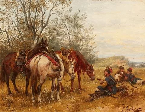 Ludwig Gedlek — Husaren bei der Rast