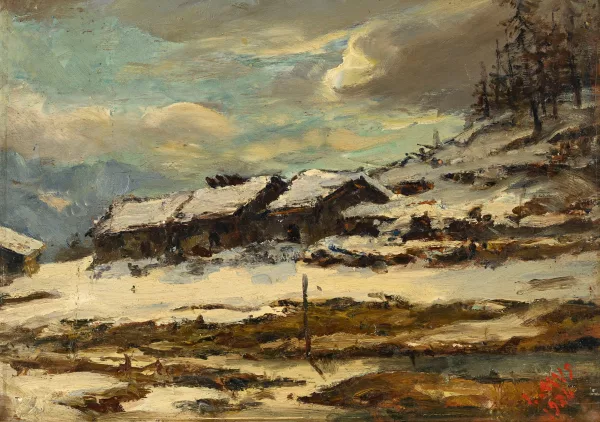 Italo Mus — Paysage d’Aoste enneigé