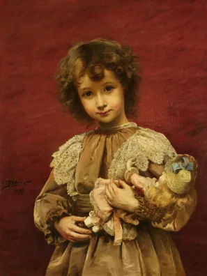 Václav Brožík — Mädchenbildnis mit Puppe