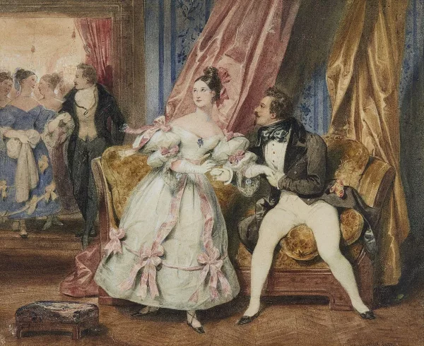 Eugène Devéria — Paire de scènes d'intérieur