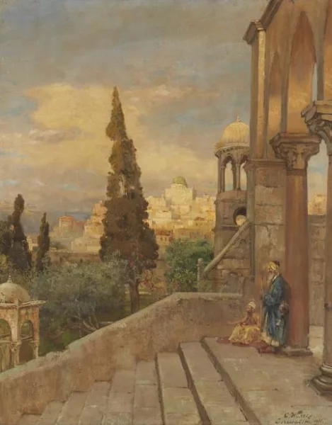 Carl Wuttke — Blick vom Ölberg auf den Tempelberg in Jerusalem